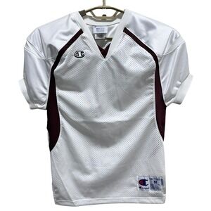 Champion Youth Football Jersey Size M White Burgundy Mesh Athletic Top NEW